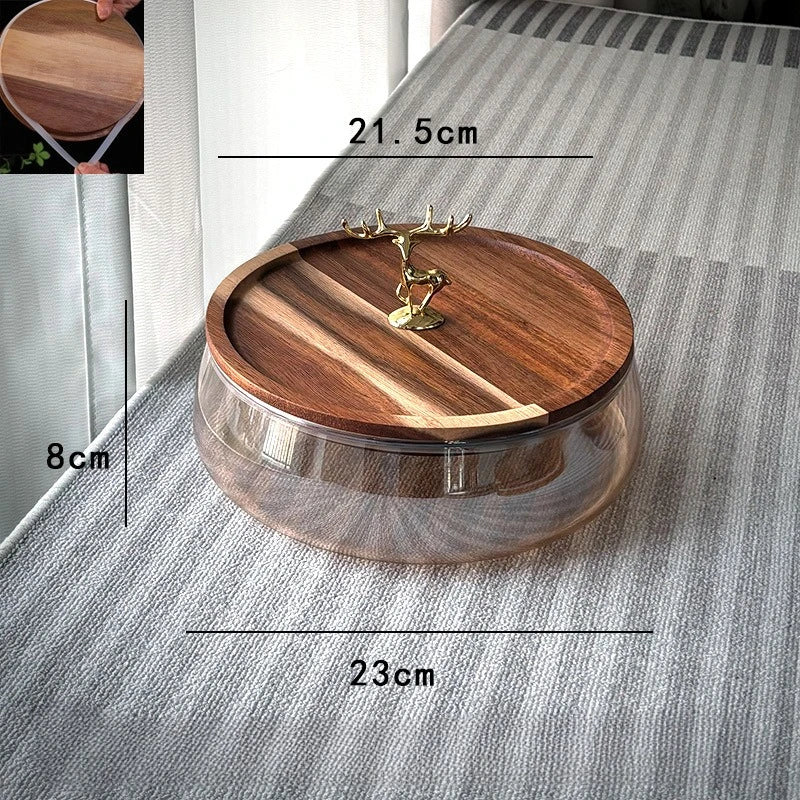 Nut fruit tray candy bowl fruit tray modern living room coffee table double-layer glass household storage box Zpaxo