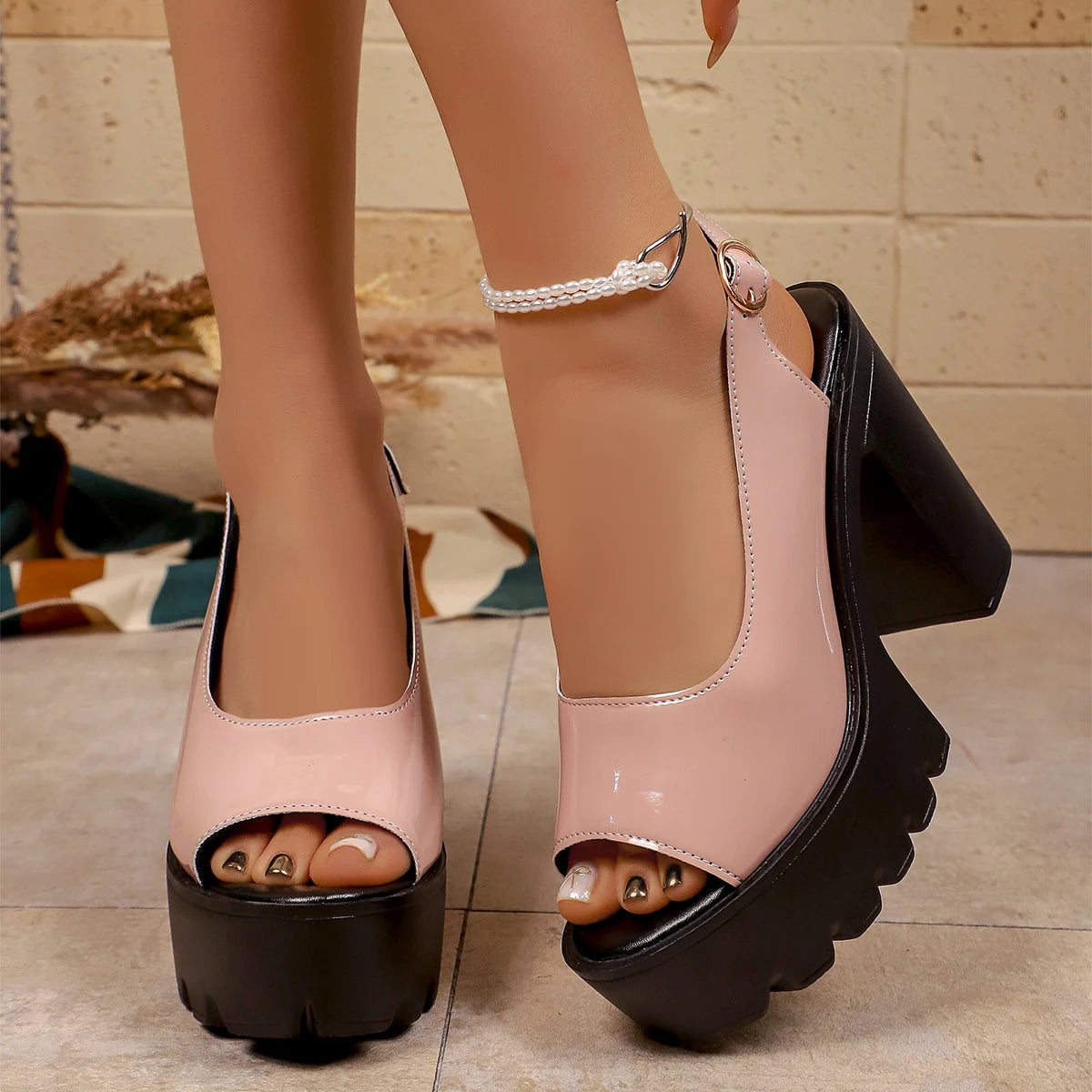 Women Platform Sandals Open Toe One Shoes Fashion Round Designer Zpaxo pale pinkish gray 43