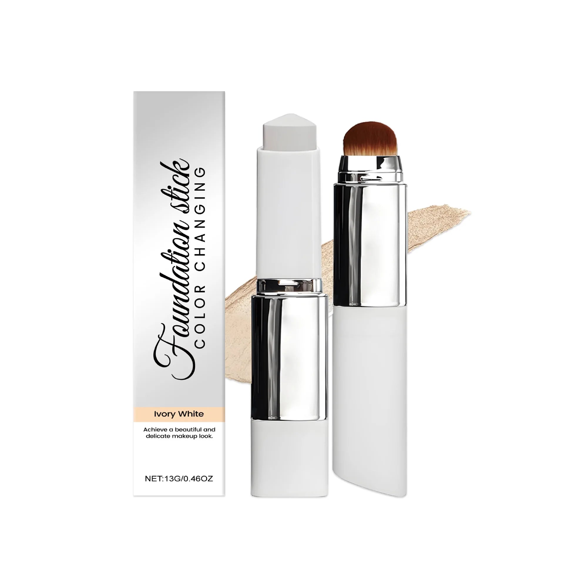 Dual-Action Color-Changing Foundation Stick - Skin-Nourishing, Lightweight Matte Finish, All-in-One Portable Makeup Stick Zpaxo Ivory White