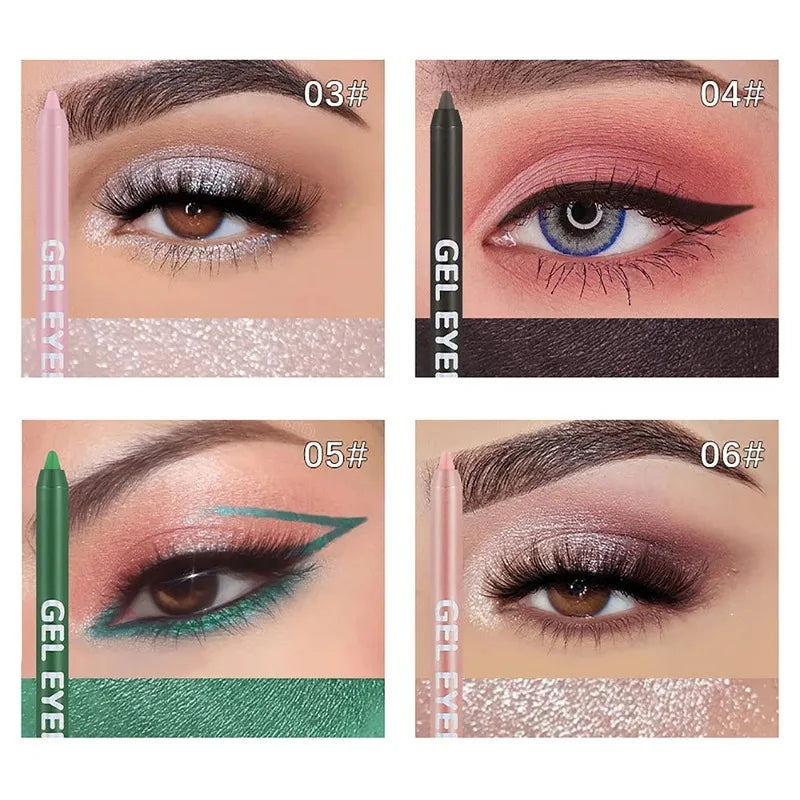 12 Colors Shine Pearlescent Eyeliner Pencil Waterproof Long Lasting