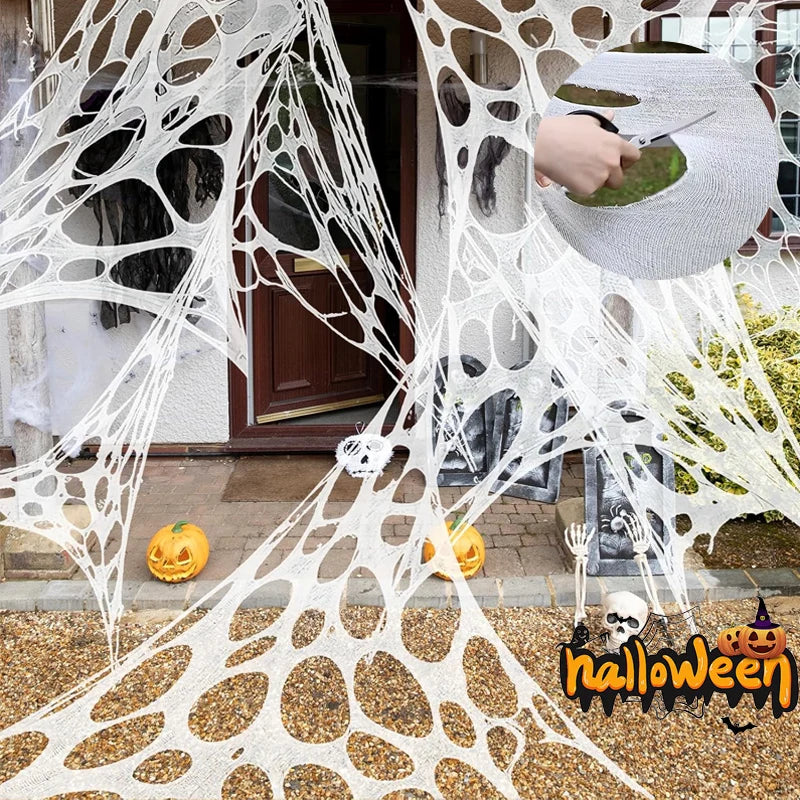 Halloween Decorations Outdoor Spider Web Cut Own Giant Stretchy Beef