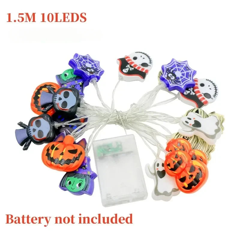 Halloween Party LED String Lights Ghost Pumpkin Cat Spider Web Zpaxo 1.5M 10LEDS B13394A