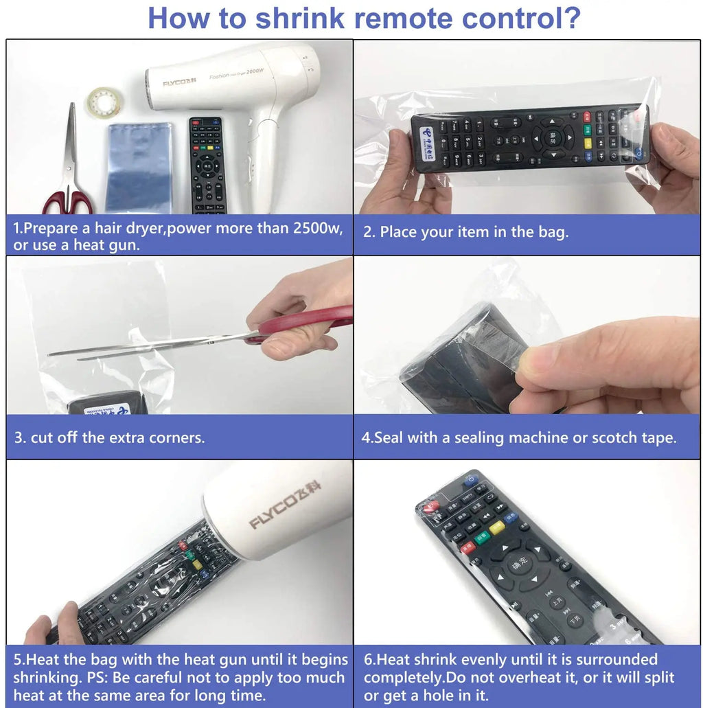 5 10 Heat Shrink Film Clear Video TV Air Conditioner Remote