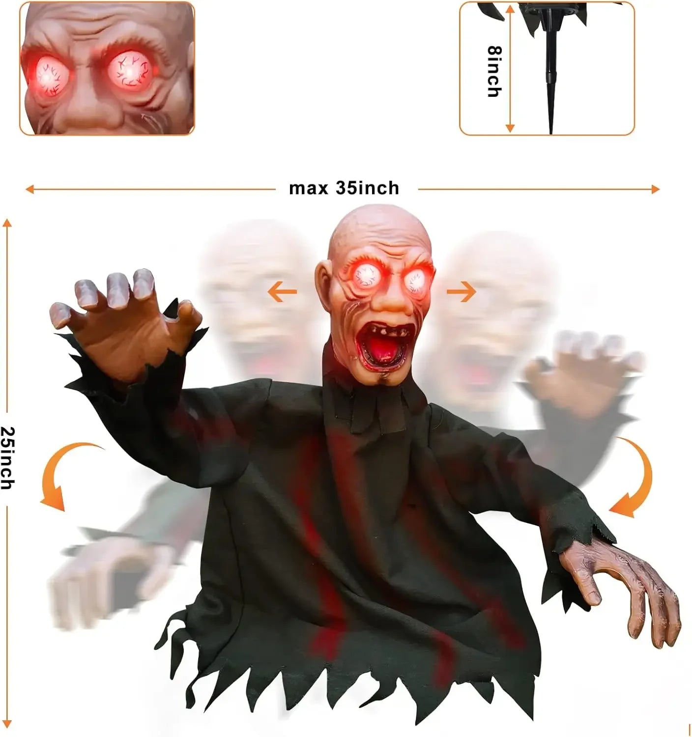 Halloween Voice-activated Pop-up Decor Plug-in Scary Jumping Ghost