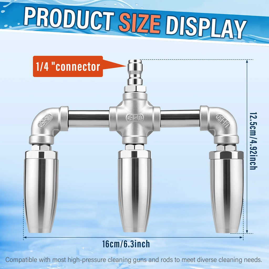 Pressure Washer Triple Turbine Nozzle 3000 PSI 304 Stainless Steel 1 4 Inch Quick Connect 3X Efficiency For Cleaning Car Zpaxo Triple Turbine