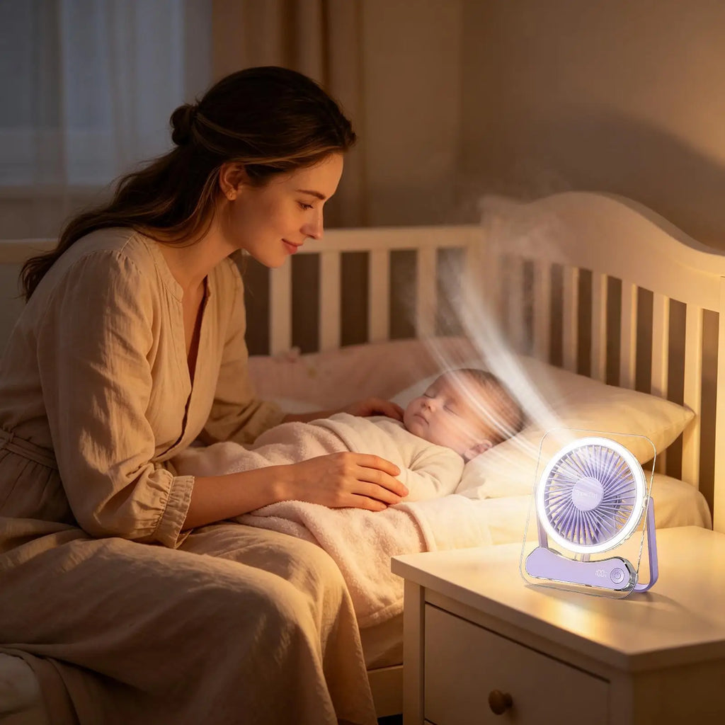 Travel Fan Sleeping Long Lasting 5 Speeds Foldable LED Lights Device