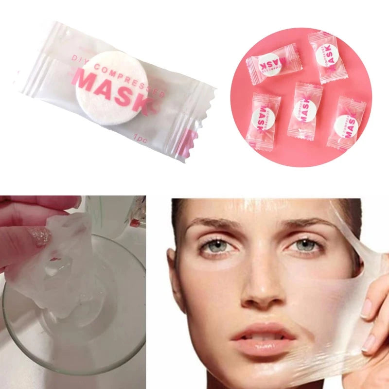 100pcs Disposable Compressed Facial Mask Portable Travel Non-woven Face Mask Skin Care Cotton Wrapped Masks Paper Zpaxo