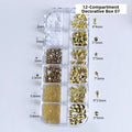 3D Mixed Resin Nail Charms Round Pearls Beads Butterfly Rivet Steel Zpaxo Style 07