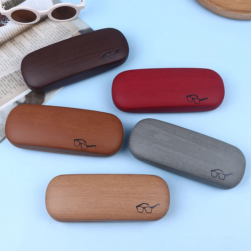 Chic Wood Grain Leather Eyeglass Case Box Men Women Reading Glasses Zpaxo