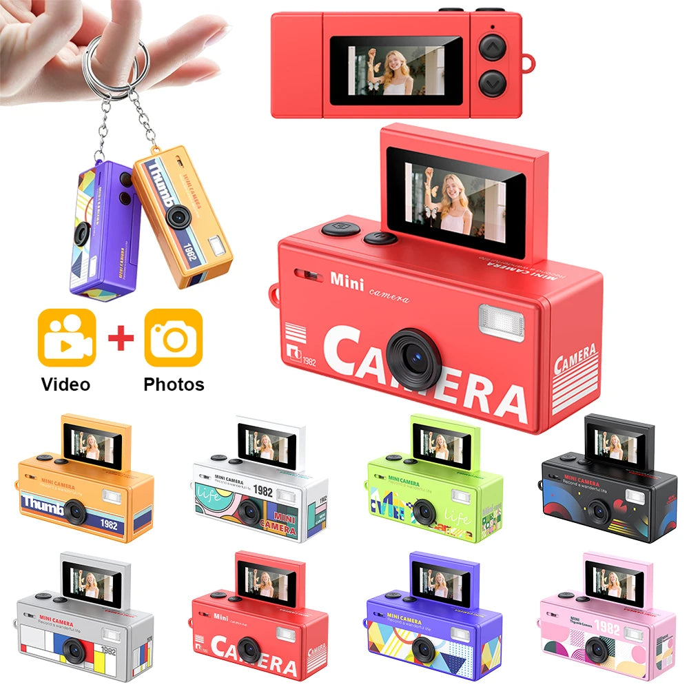 Thumb Keychain Camera 0.96inch Flip Screen Mini Digital Camera Retro Portable Selfie Camera Video Recorder Verysmall Camcorder Zpaxo