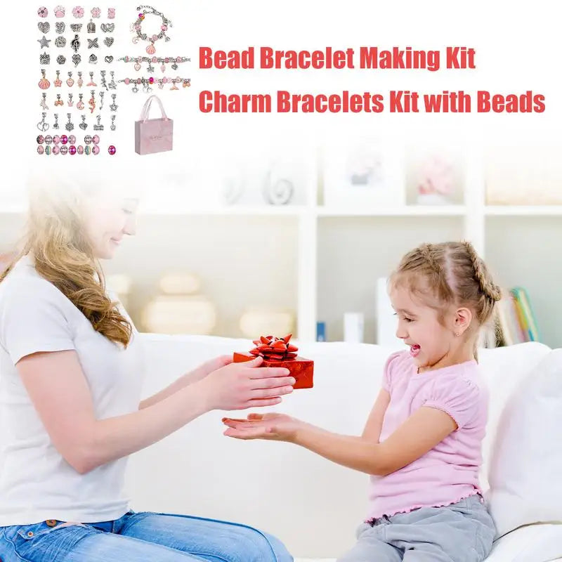 Jewelry Making Kit For Girls Handmade Bead Making Kit Bead Bracelet Kit Trendy Charm Bracelet Necklace Kit Kids Beading Craft Zpaxo