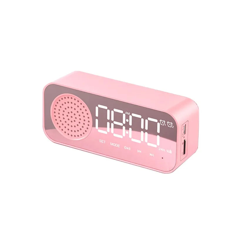 Bluetooth Wireless Audio Office Alarm Clock Mini LED Mirror Digital Zpaxo LA6074C