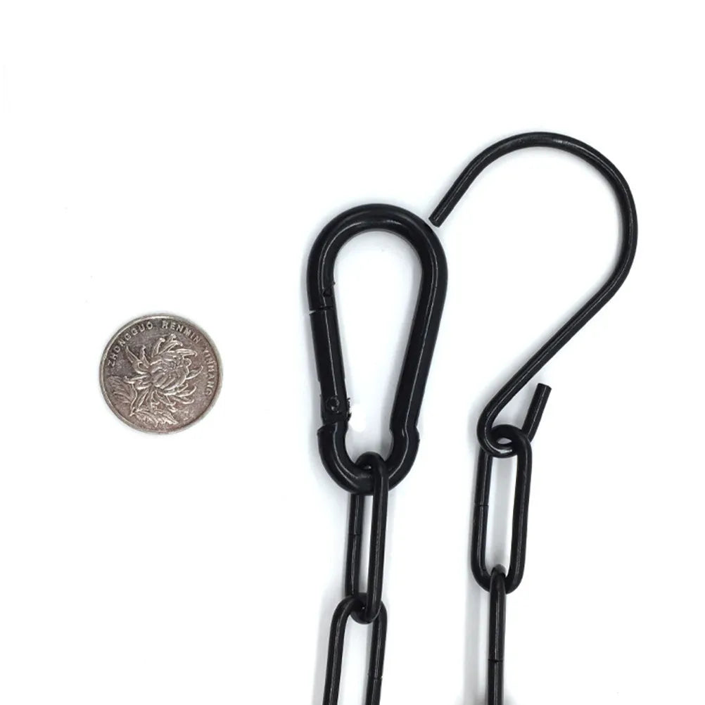 2Sets Heavy Duty Iron Hanging Chain Black Coated Adjustable Hooks