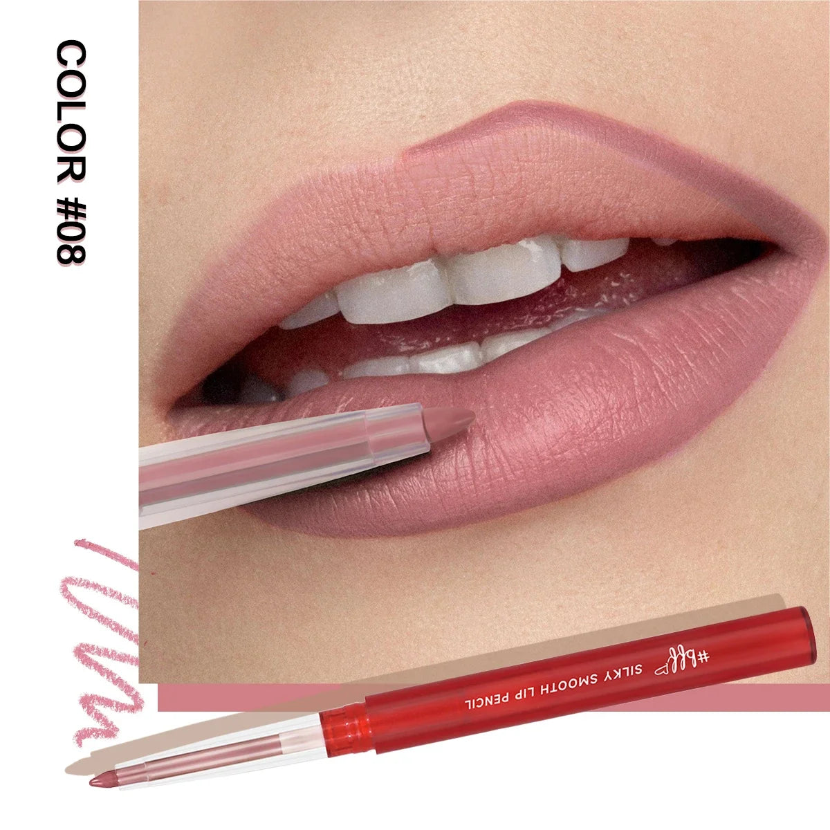 Velvet Lip Liner Crayon Matte Tapered Gradient Lipstick Pen Waterproof Non-Sticky Contouring Lip Makeup Mixed Color System Zpaxo 08