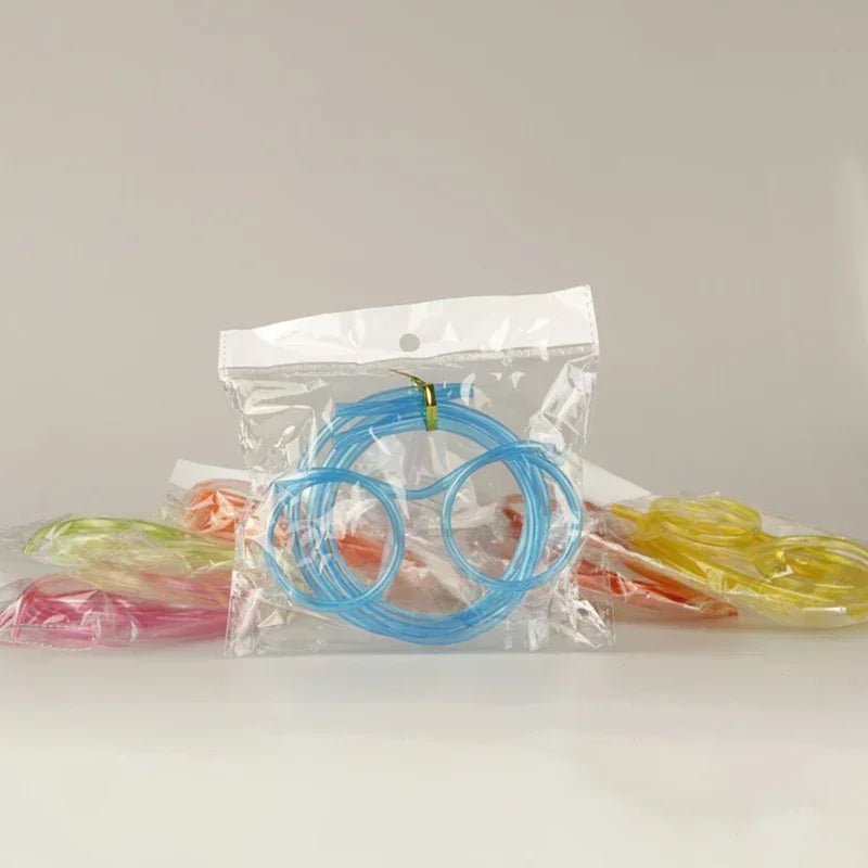 5PCS Fun and Whimsical Children's Glasses Drinking Straws, Flexible Eye Straws, Creative Art, DIY Styling Straws Zpaxo Blue