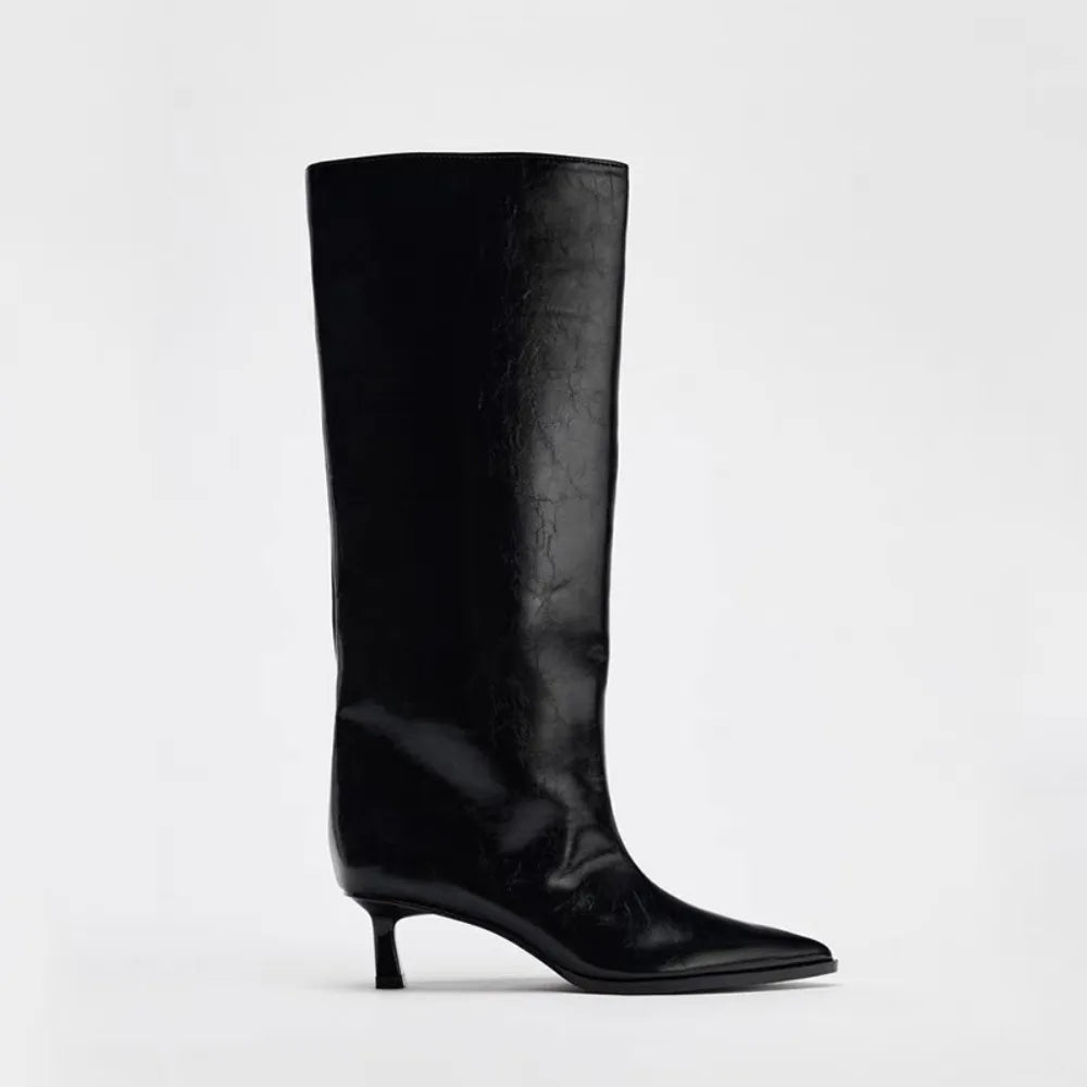 2026 Wide Boot Tube Pointed Toe Heel Pants Long Boots Faion Knight