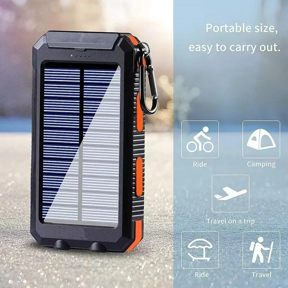 Waterproof Outdoor Solar Power Bank 30000mAh Dual USB Travel Outdoor Portable Mobile Phone Charger Solar Power Bank For Camping Zpaxo