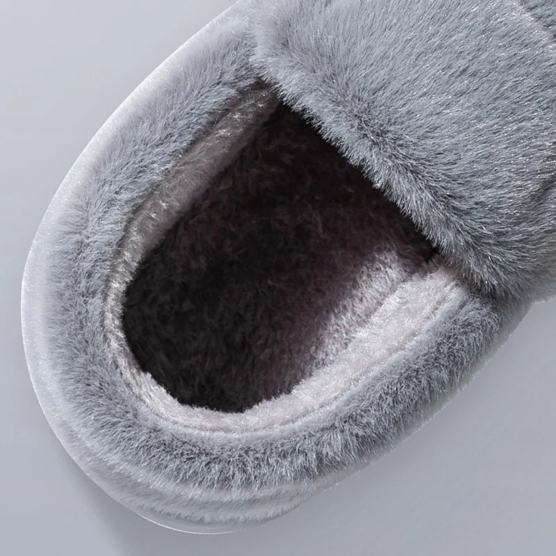 Men's Slippers Winter Solid Wrap Heels Plush Non-slip Warm Women Men