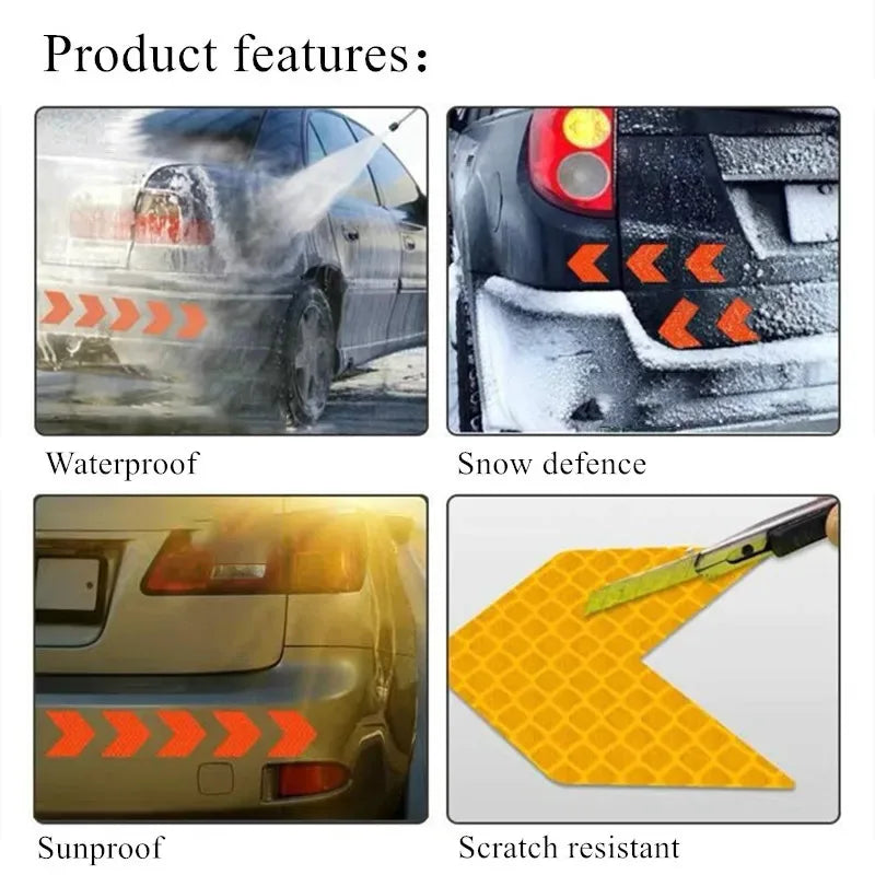 Car Bumper Reflective Arrow Safety Stickers – 10-Pack