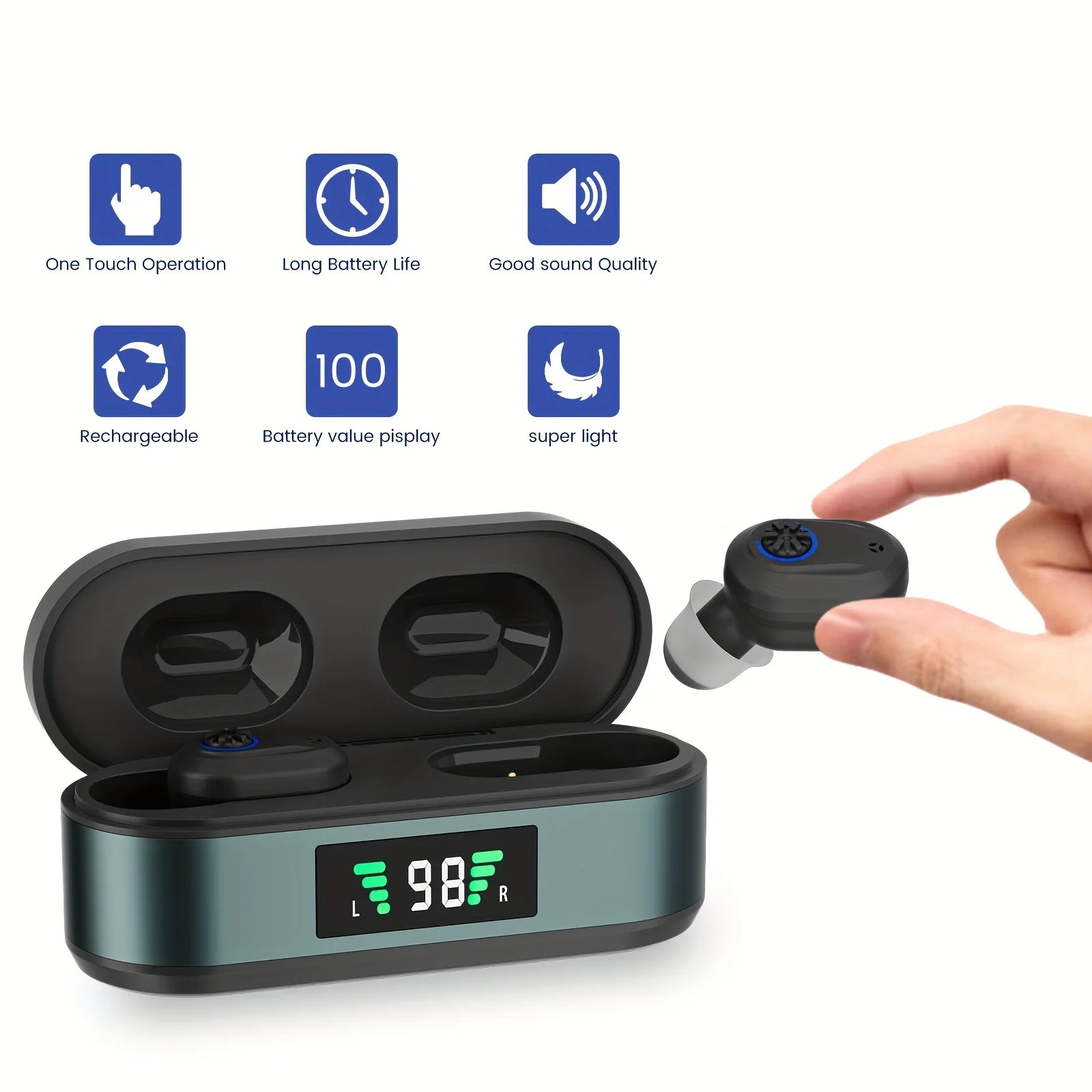 Hearing Amplifiers Earbud Digital In-ear Enhancer Sound Voice