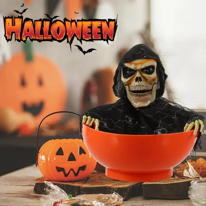 Haunted House Motion-activated Screaming Skull Bowl Glowing