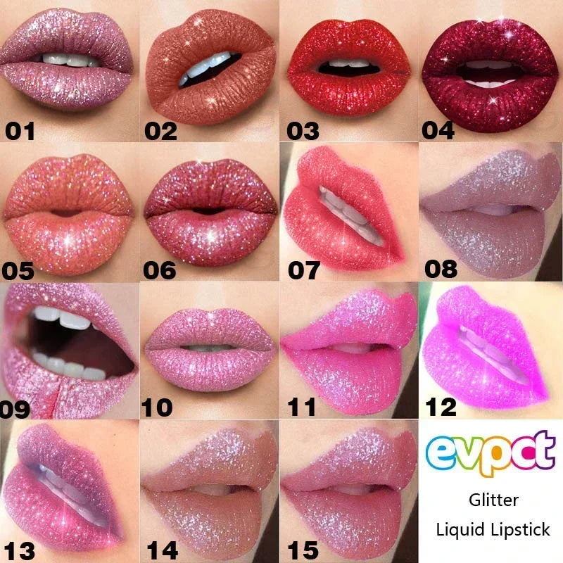 15 Colors Glitter Glossy Makeup Liquid Lipstick Professional Matte Zpaxo