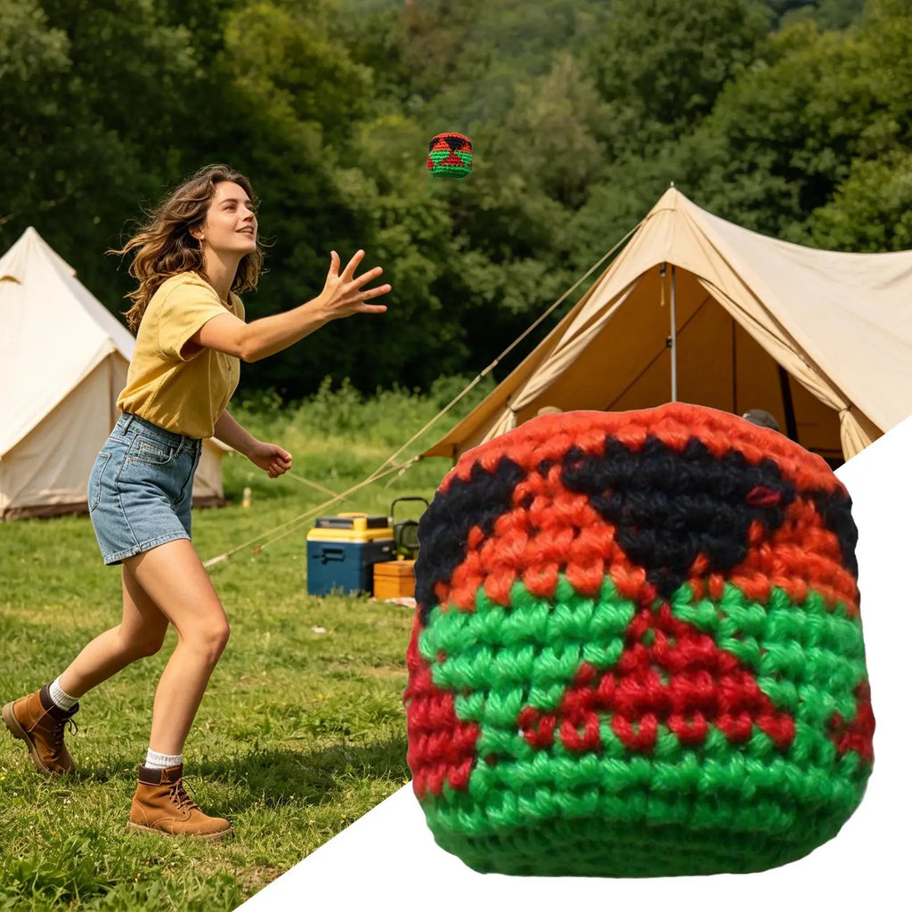 Knitted Footbag Sack Interactive Handmade Juggling Balls Handwoven Toss Footbag For Boys Girls Child Teens Family Parks Garden Zpaxo