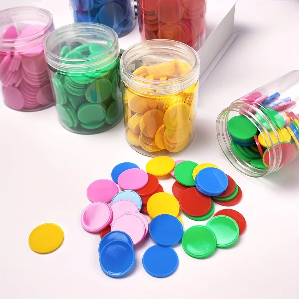 100 plastic counting chips - interactive learning educational mathematics teaching aids, multi-color plastic counters Zpaxo