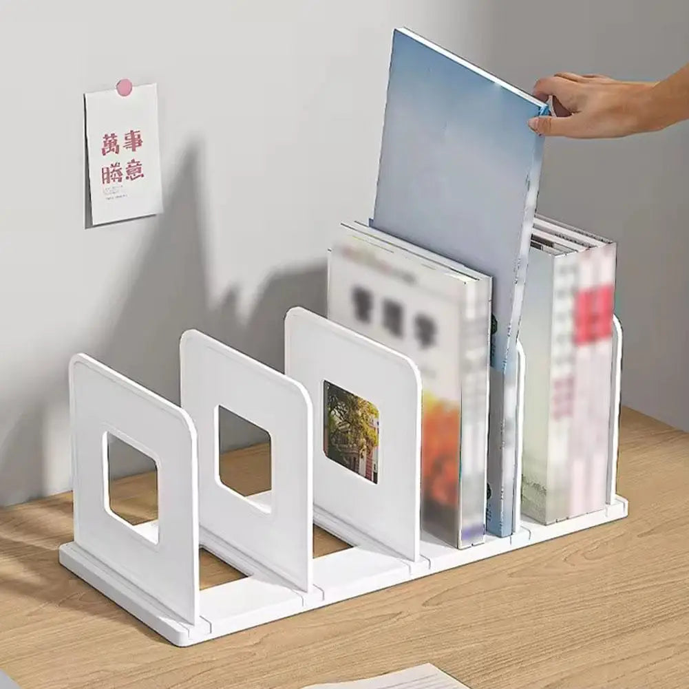4-Grid Bookends Stand – Desk Organizer for Books, CDs & Files Desk Organizer Stand Zpaxo