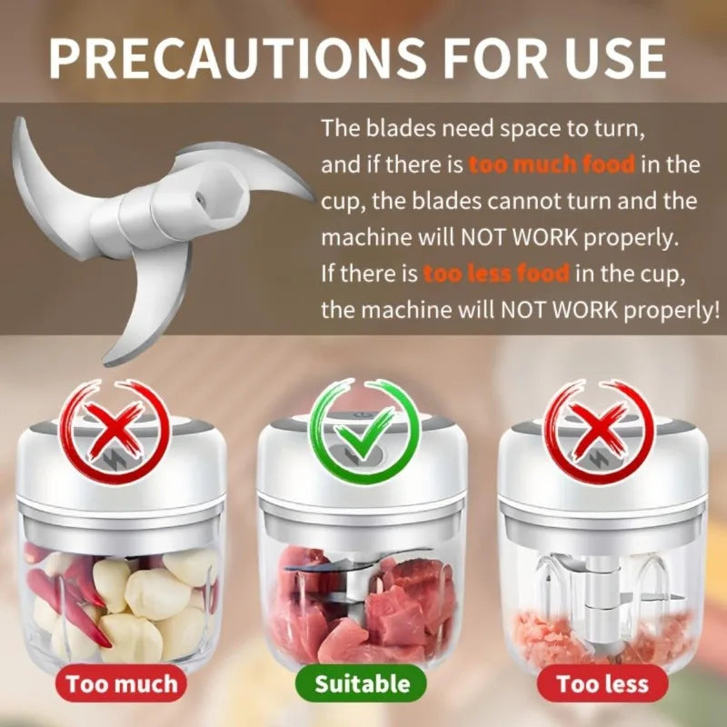 250/100ML Garlic Mincer USB Charging Powerful Mini Electric Garlic Chopper Portable Garlic Crusher Kitchen Food Chopper Unisex Zpaxo