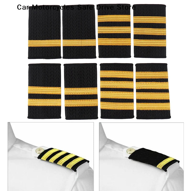 CM1 Pair Epaulettes Professional Uniform Epaulets Gold Stripe
