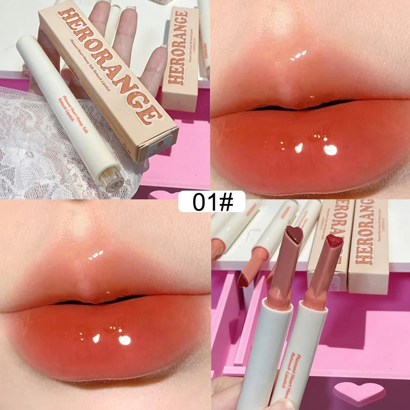 Mirror Glass Solid Lip Glaze Moisturizing Heart Shape Water Light Zpaxo 01