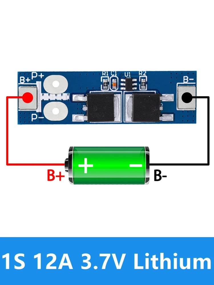 ‌"1S 12A BMS PCM Protection Board for 3.7V Li-ion / 3.2V LiFePO4 18650 Batteries - Short Circuit & Charging Protection Module Zpaxo 1S 12A 3.7V Lithium 1PC