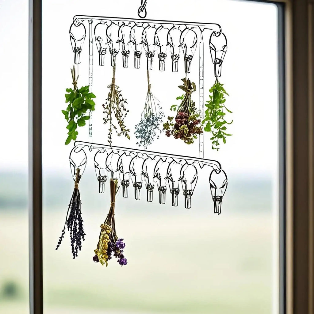 Herb Dryer 20 Hooks Stainless Steel Space Saving Plant Drying Rack