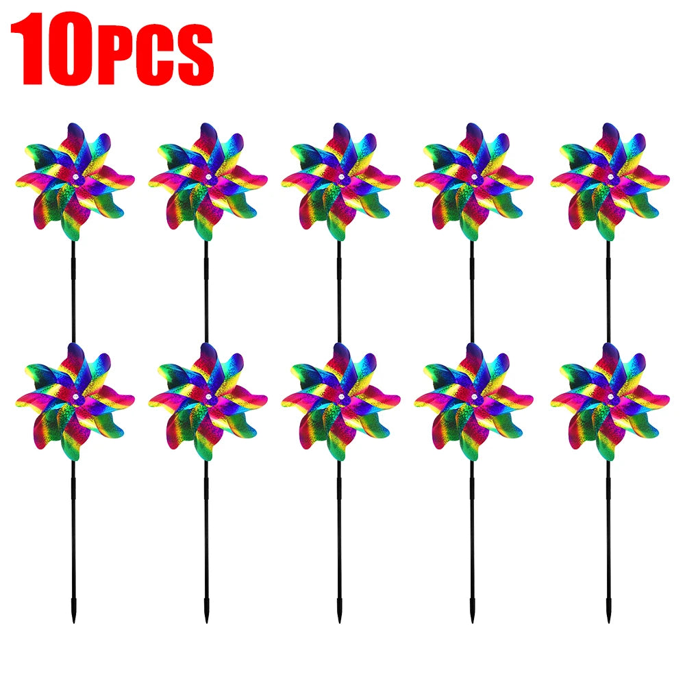 2 Windmill Bird Repellent Garden Decorations Colorful Wind Spinner Zpaxo 10pcs Multicolor
