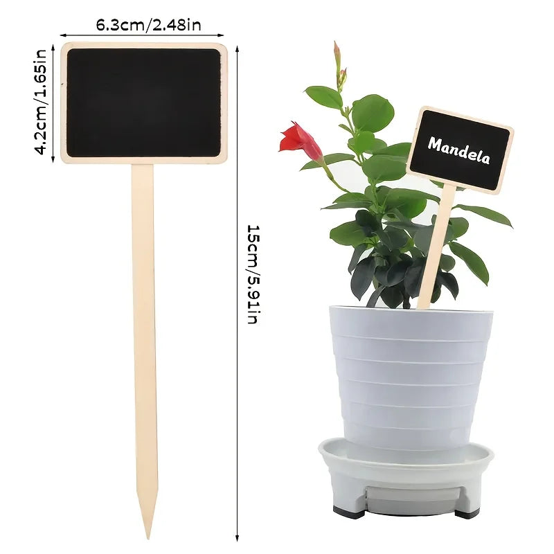 Rustic Wooden Plant Labels T-shaped Garden Signs Blackboard Message