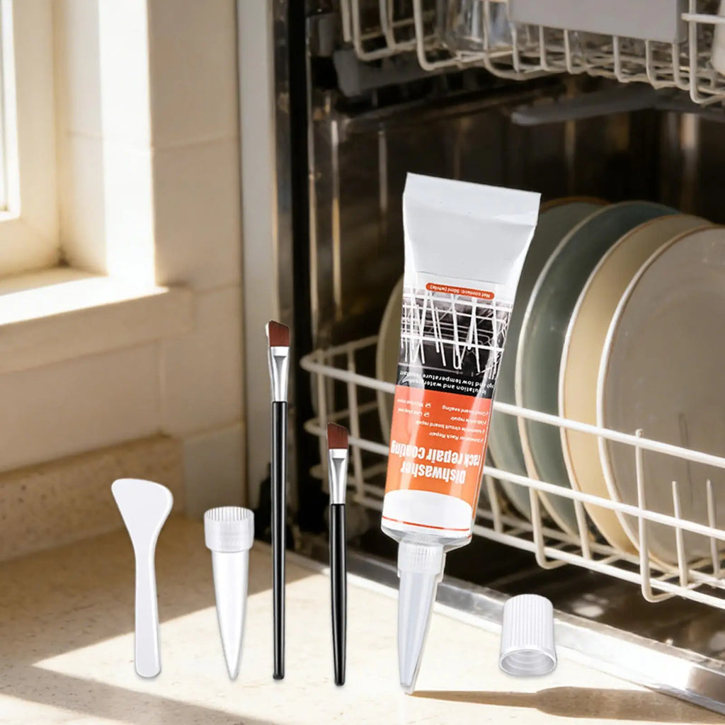 Dishwasher Basket Repair Kit 50ml Coating Long-Lasting Gel with 2 Brushes Dishwasher Rack Repair Adhesive for Kitchen Home Ovens Zpaxo