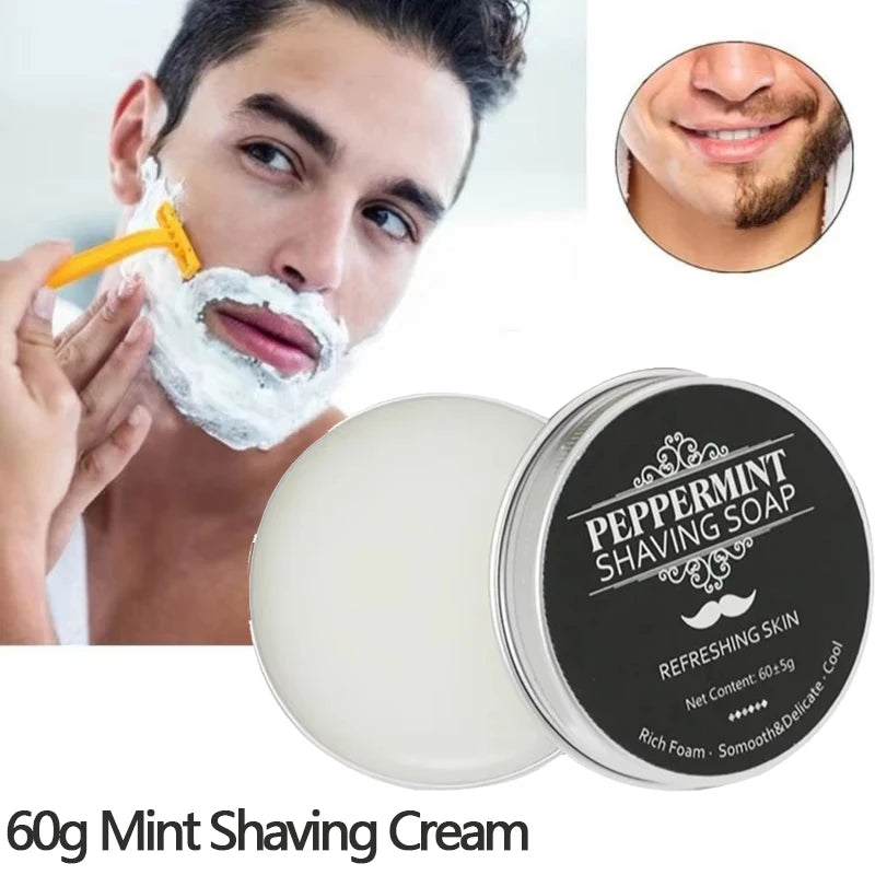 60g Mint Shaving Cream Soap – Nourishing & Protective Shave Shaving Cream Soap Zpaxo 60g shaving cream