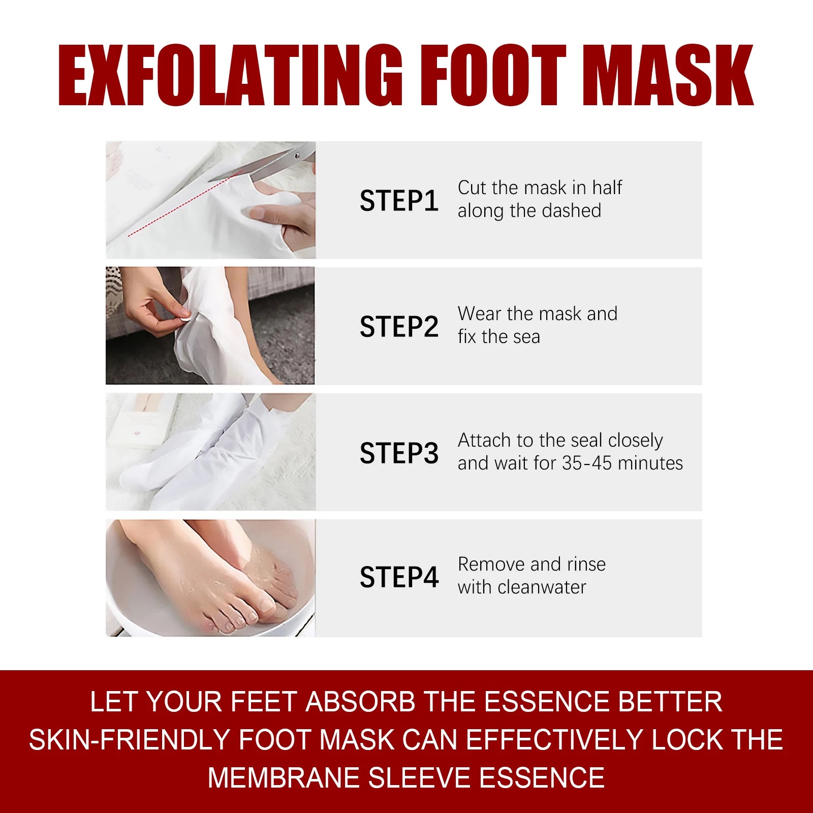 AHA Exfoliating Foot Mask Moisturizing Anti Crack Heel Foot Calluses Dead Skin Remover Smooth & Soft Feet Care Foot Patch Zpaxo