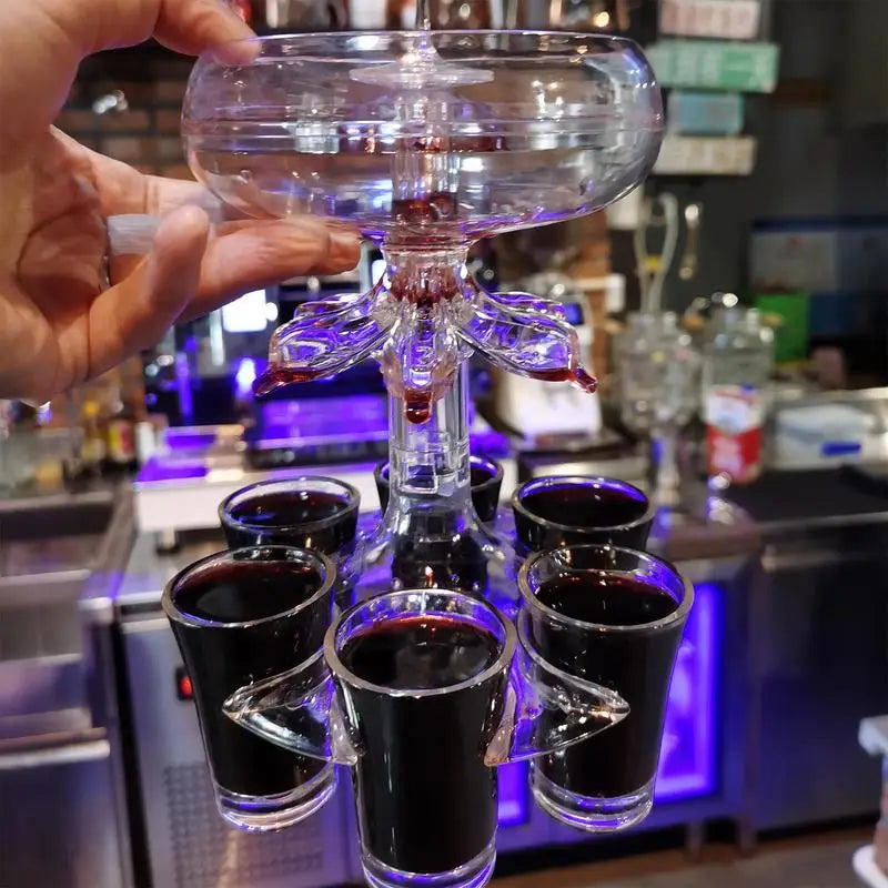 Party Drink Shot Dispenser with 6 Shot Glasses Set Acrylic Holder Drinking Game Tool Family Gathering Bar Wine Glass Set Zpaxo