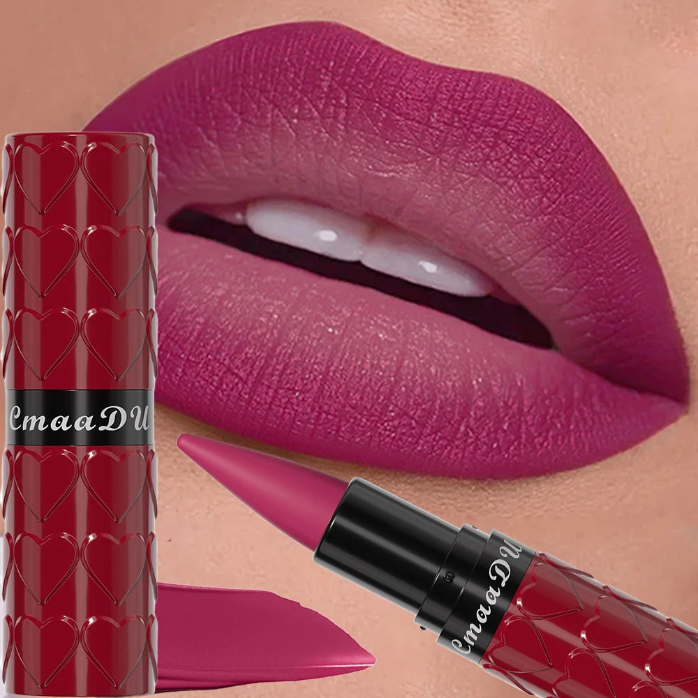 8 Colors of Velvet Matte Lipstick Pen Waterproof Long-lasting Easy-to-Apply Tapered Pointed Rotating Moisturize Lip Gloss Makeup Zpaxo