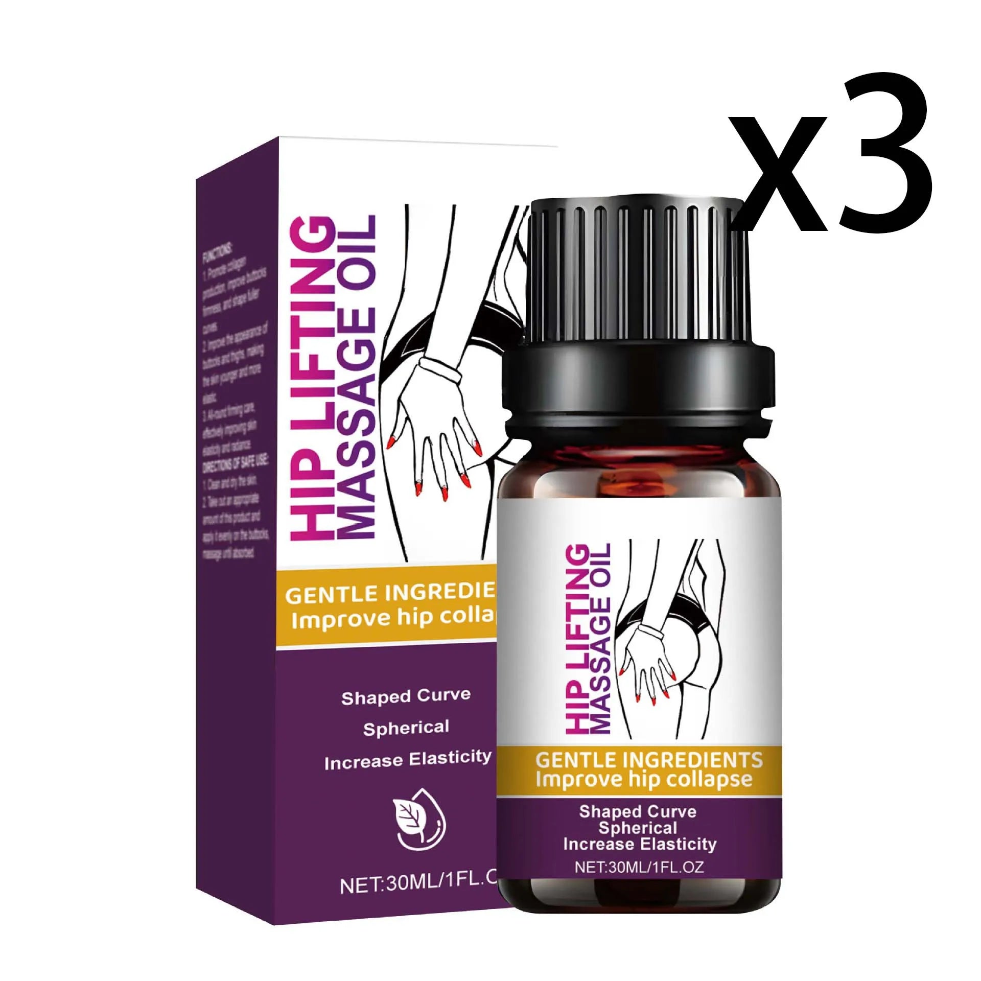 Ricinus Hip Firming Massage Oil | Collagen & Body Shaping 30ml Body Firming Oil Zpaxo 3x30ml 30ml
