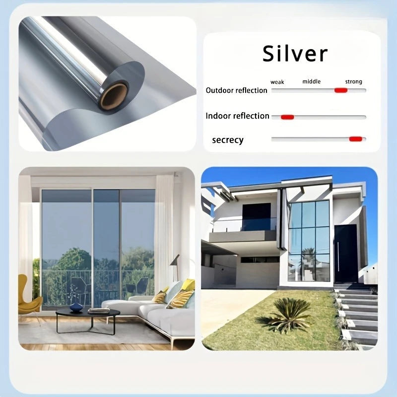 One-Way Mirror Window Privacy Film – UV & Sun Blocking Tint Window Privacy Film Zpaxo silver-30x100cm