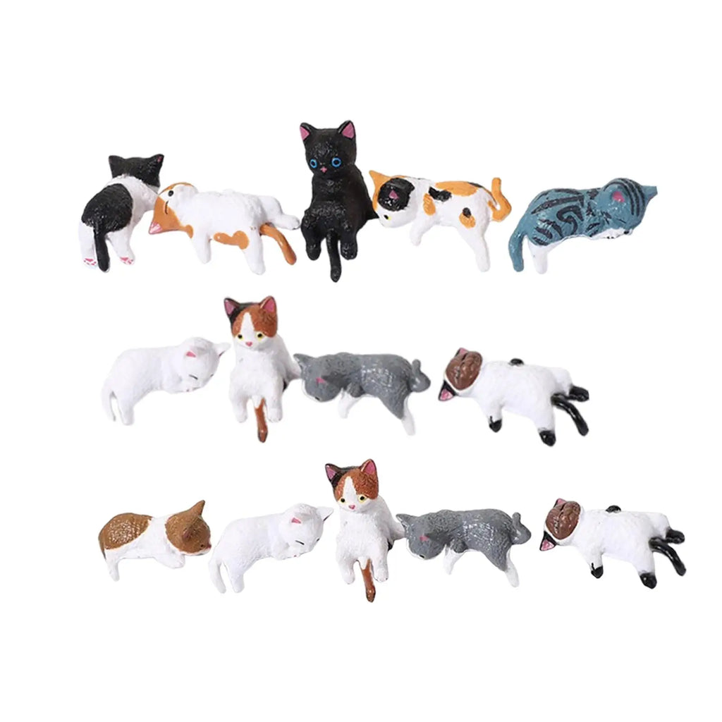 Miniature Cat Figurines – Resin Desk, Monitor & Shelf Decor Cat Figurine Set Zpaxo