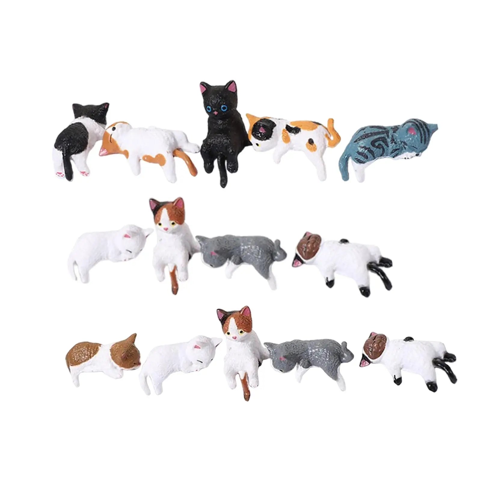 Miniature Cat Figurines – Resin Desk, Monitor & Shelf Decor Cat Figurine Set Zpaxo