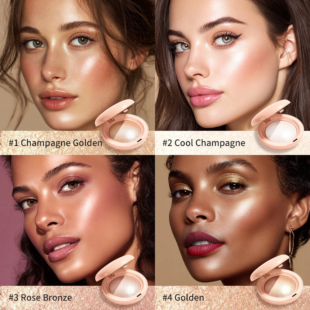 Waterproof Face Highlighter Instant Skin Silky LongLasting Glow Illuminator Glitter Shimmer Baked Highlighter Powder Makeup Zpaxo