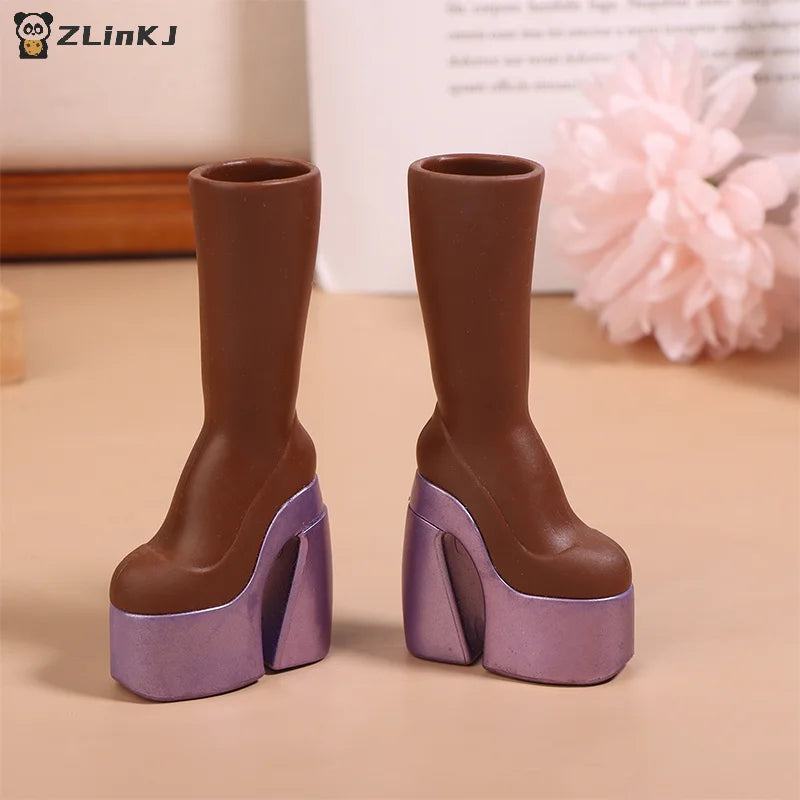 ▶Mini Doll Simulation High Heel Boots Doll Dress UP Accessories Dolls House Clothes Decoration For Girls Pretend Play Toys Zpaxo