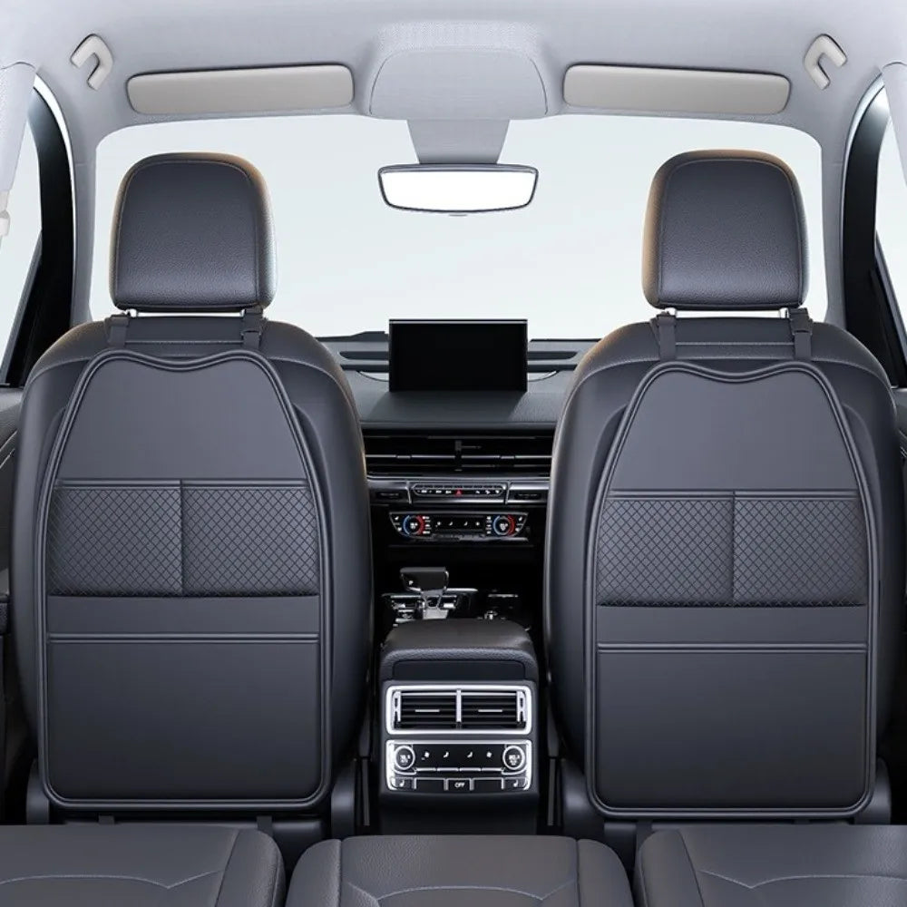 PU Car Seat Protection Cover Tablet Holder Pockets Kick Proof Pad Zpaxo
