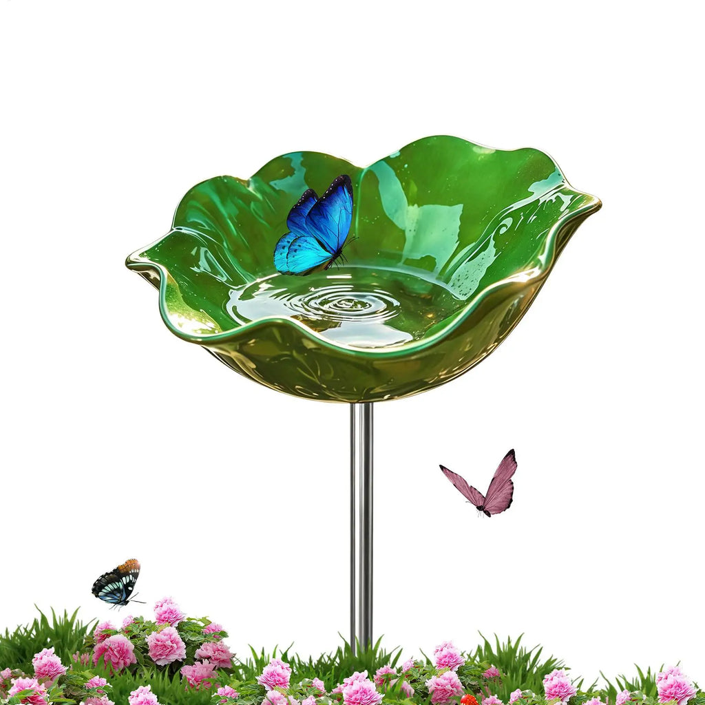Metal Bee Bath Flower Design Weather-resistant Bowl Outdoor Drinking
