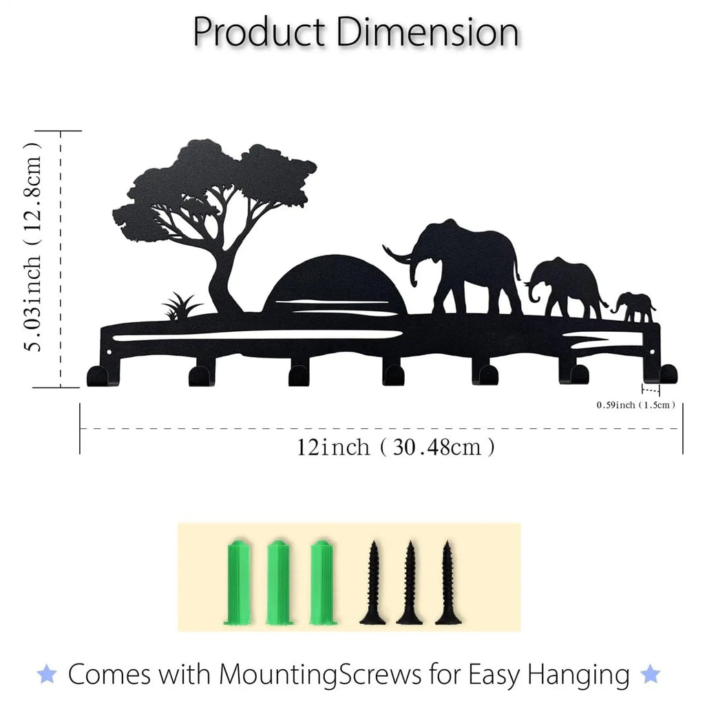 Key Hanger 7 Hooks Adhesive Metal Decorative Entryway Holder Rack